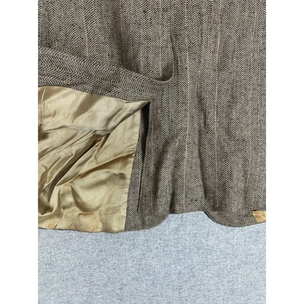Vintage Daniel Hechter Blazer Mens‎ Large Brown Herringbone Tweed Sport Coat USA